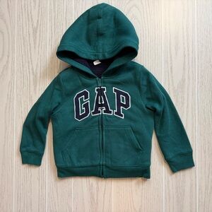 Baby Gap Boys Size 4 Years Green Sherpa Lined Zip Hoodie EUC